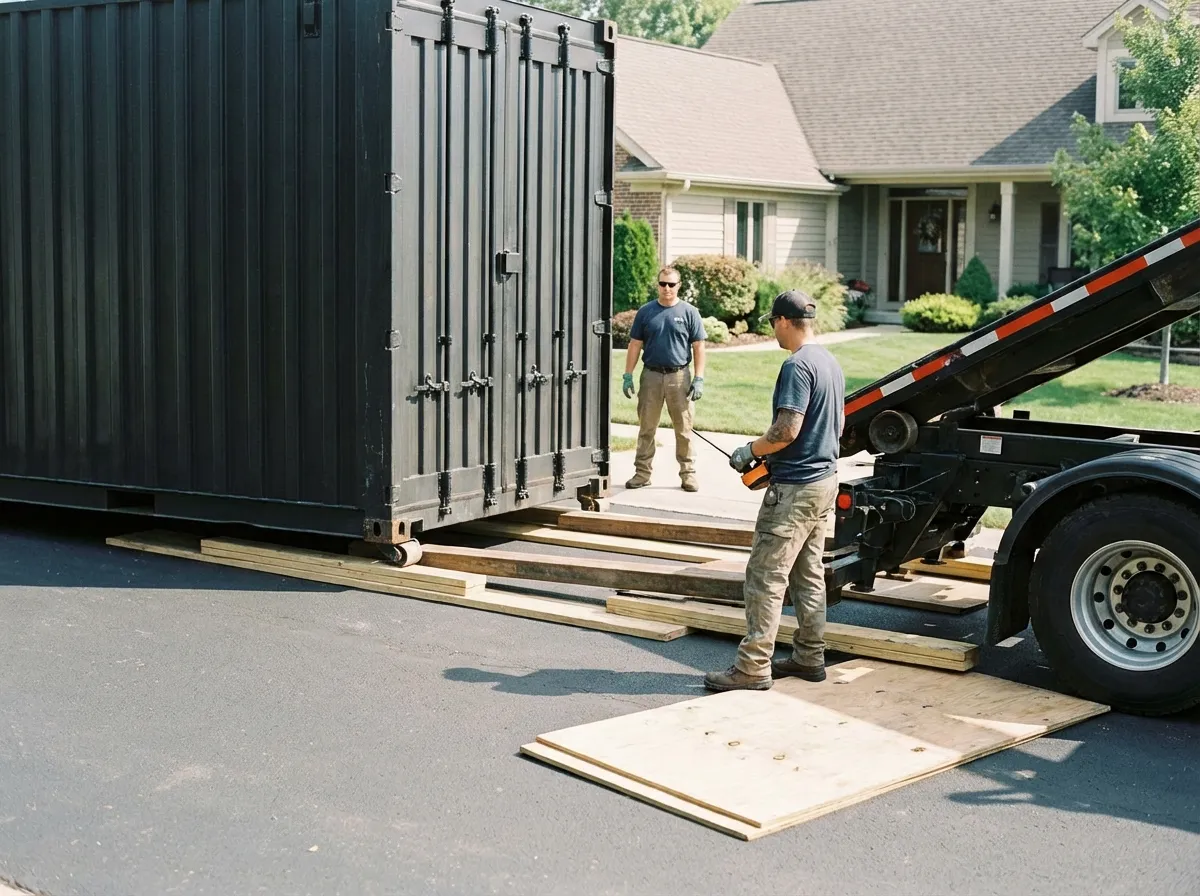 Driveway protection and delivery preparation for dumpster rental in Waterbury, CT