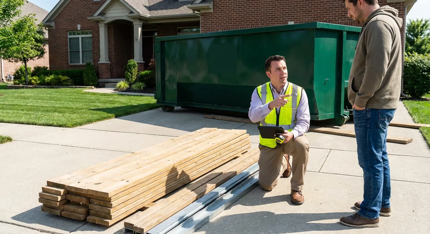 Dumpster rental delivery truck in Waterbury
