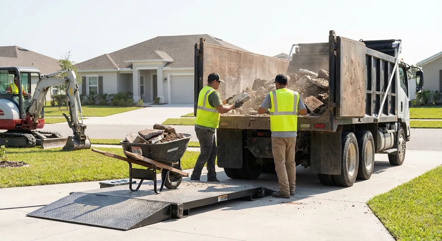 Heavy debris dumpster loaded with concrete in Waterbury, CT