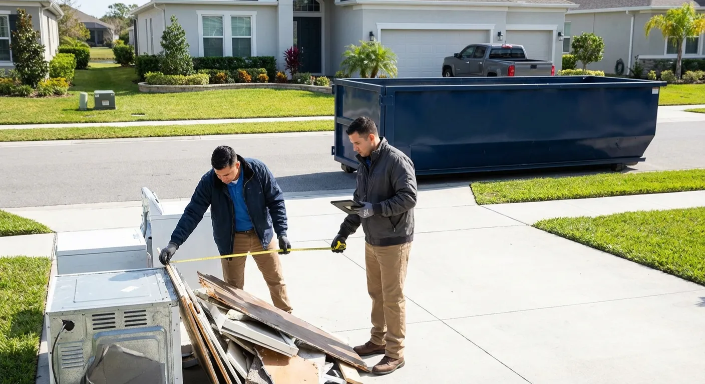 Concrete dumpster rental delivery truck in Waterbury, CT